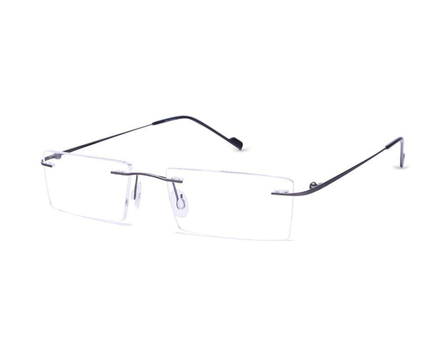 Rectangle Grey Metallic Shine WITH Grey Metallic Rimless Frame - (LENSES INCLUDED)*