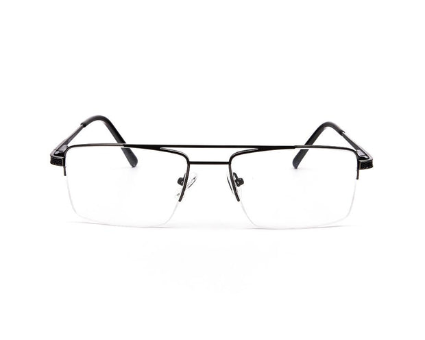 Specsmakers - Unisex DB Rectangle Half Frame - Black Shine SILVER - ANF30413 - (LENSES INCLUDED)*
