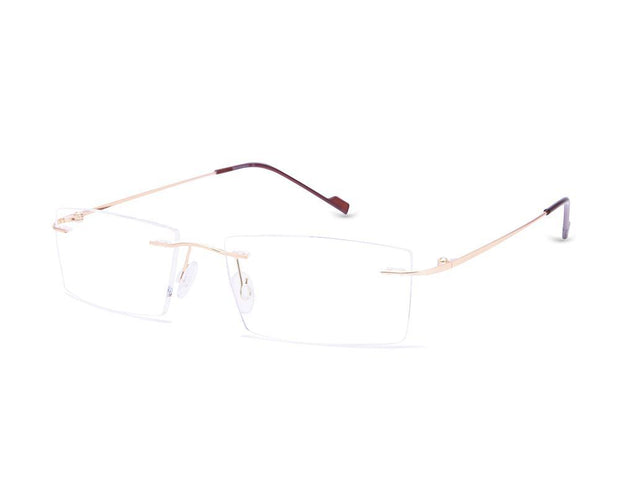 Rectangle Gold Shine WITH Gold Rimless Metal - (LENSES INCLUDED)*