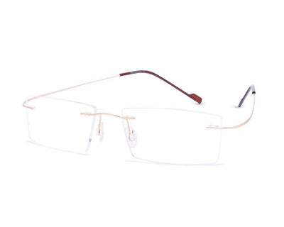 Rectangle Gold Shine WITH Gold Rimless Metal - (LENSES INCLUDED)*
