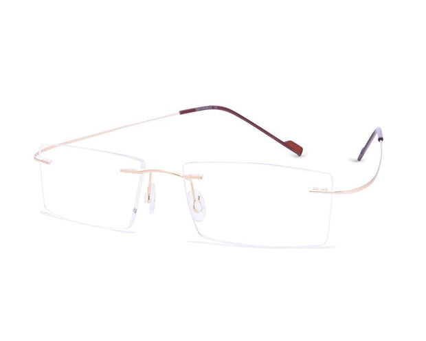 Rectangle Gold Shine WITH Gold Rimless Metal - (LENSES INCLUDED)*