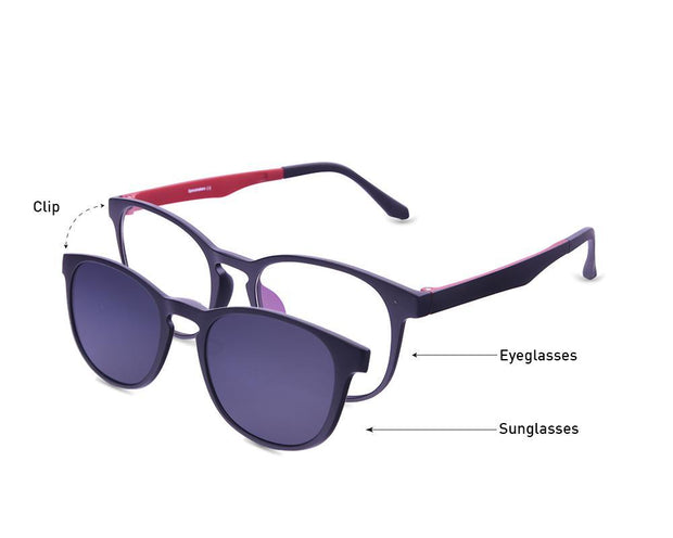 Round Black Matt WITH Red Clipon AMH8203 - Specsmakers