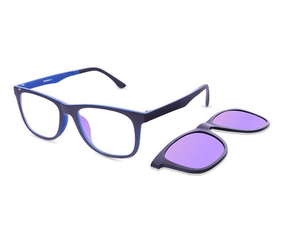 Rectangle Black Matt WITH Blue Clipon AMH8202 - Specsmakers