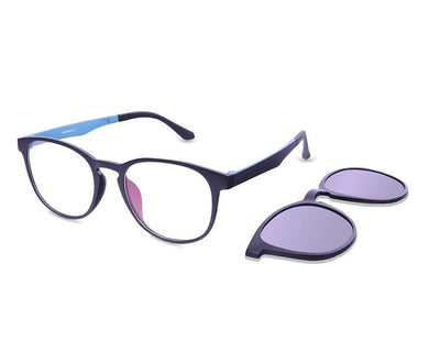 Round Black Matt WITH Blue Clipon AMH8203 - Specsmakers