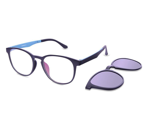 Round Black Matt WITH Blue Clipon AMH8203 - Specsmakers