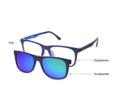 Rectangle Black Matt WITH Blue Clipon AMH8202 - Specsmakers