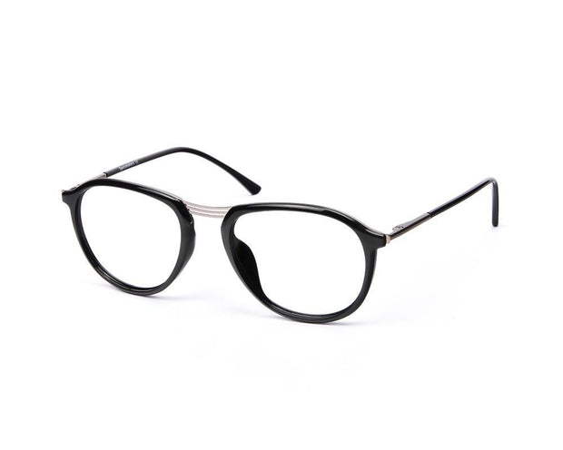 Oval Black Shine WITH SILVER Shell Frame SS10515 - (LENSES INCLUDED)*