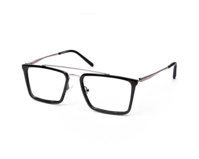Rectangle Black Shine WITH SILVER Shell Frame SS6464 - (LENSES INCLUDED)*