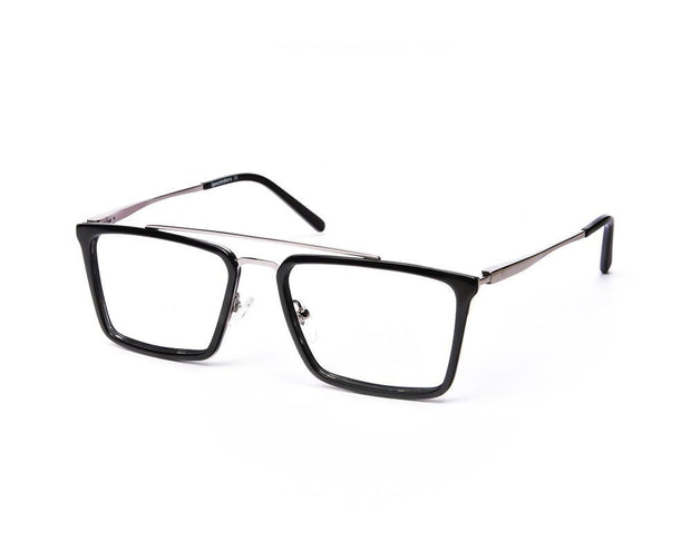 Rectangle Black Shine WITH SILVER Shell Frame SS6464 - (LENSES INCLUDED)*