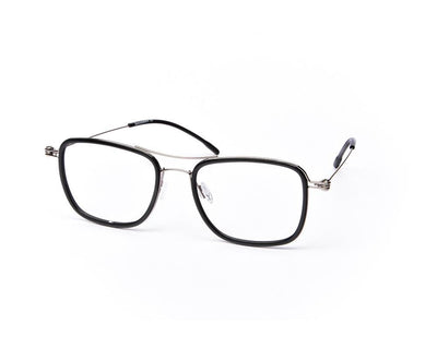 Square Black Shine WITH SILVER Shell Frame SS10333 - (LENSES INCLUDED)*