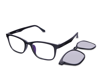 Rectangle Black Shine WITH BLACK Clipon AMH8205 - Specsmakers