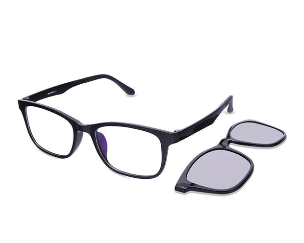 Rectangle Black Shine WITH BLACK Clipon AMH8205 - Specsmakers