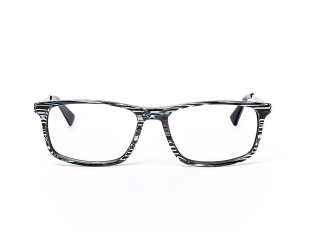 Rectangle BLACK STRIPE WITH SILVER Happster NO17302 - (LENSES INCLUDED)*