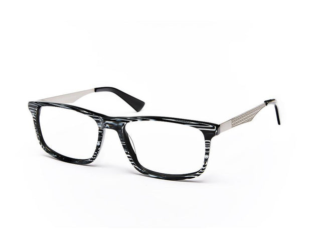 Rectangle BLACK STRIPE WITH SILVER Happster NO17302 - (LENSES INCLUDED)*